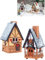 Midene Fantasy-Keramik-Miniaturhäuser-Räuchergefäße-Set, Winter-Edition, 2-teilig, Handgefertigt aus natürlichem Ton, Weiß, Gelb, Braun, Schwarz