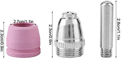 GOTOTOP Plasmaschneider Düse Gaslinse Düse 90 Teile Plasmaschneider Schneidbrenner Verbrauchsmaterial Set mit 35 Elektroden, 35 Plasma Düse und 20 Keramikschildbecher