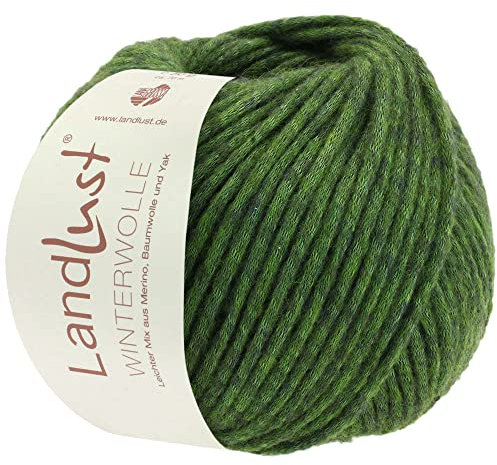 LANA GROSSA Landlust Winterwolle | Soffilo mit Yakfasern | Handstrickgarn aus 50% Schurwolle (Merino), 35% Baumwolle & 15% Yak | 50g Wolle zum Stricken & Häkeln | 70m Garn FB14
