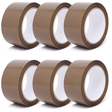 gws Lot de 6 rouleaux de ruban adhésif d'emballage en polypropylène - Couleurs assorties - Longueur : 66 m - Largeur : 50 mm - Épaisseur : 50 microns (6 rouleaux marron - Noyau neutre)