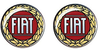 Fiat 21241 3D-Aufkleber, offizielles Logo, rot, Vintage, Durchmesser 21 mm, 2 Stück