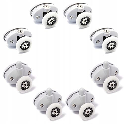 AquaParts Duschkabinen Rollen | ⌀23mm Raddurchmesser | 8 Stück | für Duschkabinentür, Schiebetür | Duschtürräder | Laufrollen | Duschtürrollen | Duschtür-Rollen