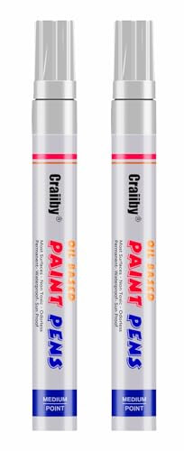 Craiiby Rotuladores de pintura permanente, marcadores amarillos, punta media, de secado rápido e impermeable, para metal, pintura de roca, madera, tela, plástico, lienzo, tazas (blanco)