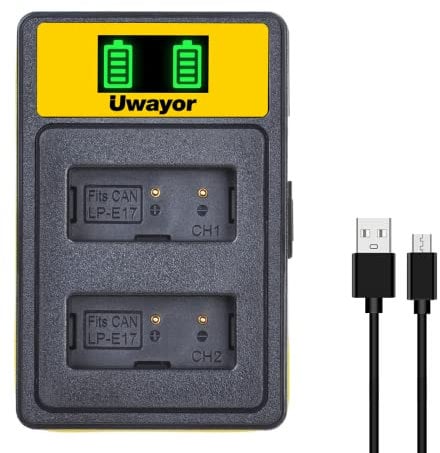 Uwayor LP-E17 Charger USB Dual Slot Battery Charger for Canon Eos RP Eos R10 T8i T7i T6i T6s SL2 SL3 EOS 200D 77D 750D 760D 800D 8000D Digital SLR Camera