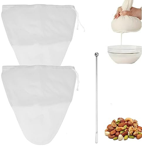 Tamiz Bolsas de Leche de Nuez,Colador de Yogur De Malla de Nailon,Filtro de Alimentos Colador,Bolsa Colador de Malla Fina,Bolsa Para Leche Vegetal,2PcsFiltro para Leche Vegetal para Jugo,Leche,Vegetal