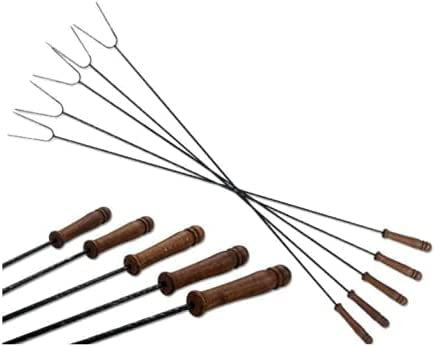 Grillspieße 100cm extra lange 6 - STÜCK SET, Spieße für Lagerfeuer oder Grillschale, BBQ Spieß, Barbecue Spieße, 6er Set Spieße, Barbecue Set, Stockbrot Spieß, 100 cm lang, Holzgriffe