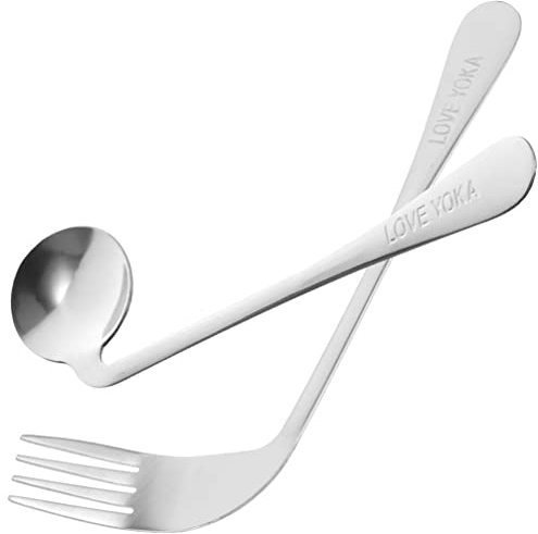 BESTonZON Tenedor En Ángulo Cuchara Utensilios Adaptables Utensilios Para Comer Cubiertos Curvos Utensilios Para El Vajilla De Ayuda Para Zurdos Para Adultos Paciente Anciano