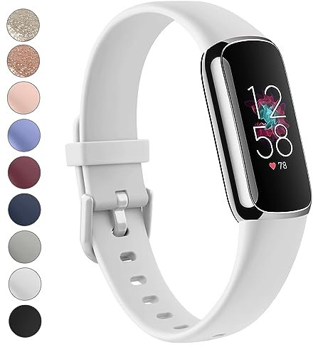 Vanjua Armband kompatibel mit Fitbit Luxe Bänder, Damen Herren, weiches Silikon, verstellbar, wasserdicht, Sport-Ersatzarmbänder für Fitbit Luxe Fitness-Tracker (klein, weiß)