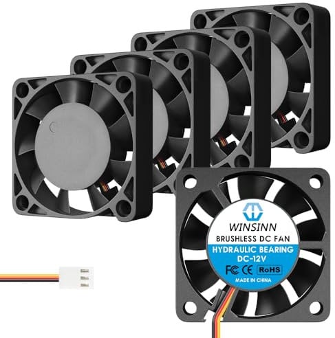 WINSINN 40mm 12V Fan - Hydraulic Bearing 5000 RPM 4010 Cooling Fan Replacement for 3D Printer/DVR/PC/Electronics, 30cm Cable with XH2.54-3PIN, Brushless 40x10mm (5Pcs)