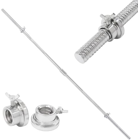 ALLINLIFE Barra de Pesas 180/220cm, Barra Recta Desmontable 25/28mm de Diámetro cromado, 2 Tuerca, Acero Resistente, Agarre Antideslizante, Barra de Levantamiento de Pesas, Barra Olímpica en Gym Casa
