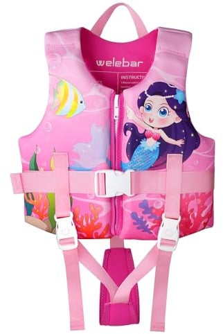 Welebar Kids Swim Vest, Toddler Floaties with Adjustable Safety Strap Swimming Aids Child Float Swimsuit for Boys and Girls Age 2-10 Years Old/22-88lbs