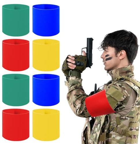 IMPPTE 8 Stück Airsoft Armbänder Team Armband Blau Rot Armband Binden Gelb Grün 11 * 45cm Teamschleifen für Airsoft Spielen