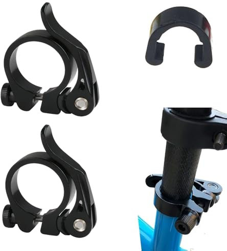 Fahrrad Sattelstützenklemme, 2PCS Schnellspanner Fahrrad Sattelklemme, Fahrradsattel Halterung, 31,8 mm/34,9 mm Fahrradsattel Befestigung, Sattelkloben aus Aluminiumlegierung (Schwarz)