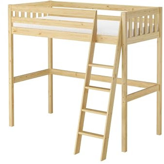 Erst-Holz®Hochbett Kieferholzbett Stockbett 90x200 aus Kiefer mit wählbarem Zubehör V-60.23-09Rollrost und Matratze inkl.