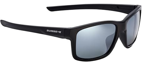 SWISSEYE Lunettes de sport Fun (protection 100% UVA, UVB et UVC, monture en TR90, verres en polycarbonate, avec pochette en microfibre), noir mat/noir