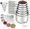 18PCS Measuring Set, Include 7 Nesting Cups, 6 Measuring Spoons & 5 Mini Spoons, Stainless Steel Metal Set, Kitchen Gadgets for Cooking & Baking