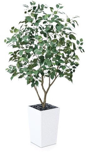 Verinatural Artificial Ficus Tree Indoor 150cm Faux Potted Plant - UV Resistant 600 Silk Leaves Adjustable Branches - Large Tall Fake Tree for Home Decor Office Corner Indoors Outdoor Decorative
