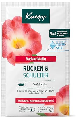 Kneipp Cristales de baño para espalda y hombros – garra del diablo + aceite de cajeput – benéfico, cálido y relajante – 60 g