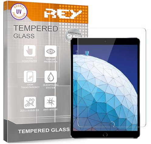 REY Protector de Pantalla para Tablet Apple iPad Pro 10.5 (2017-2019) - Air 2019 10.5, Cristal con Doble Protección UV, Vidrio Templado Premium 9H+
