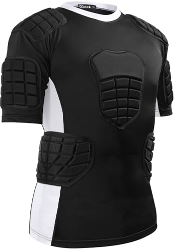 Zicac Kompressionsshirt Herren Atmungsaktiv Compression Shirt, Aufprallschutz Protektorenweste, Multidirektionaler Schutz Sport Tshirts Herren für Fußball Basketball