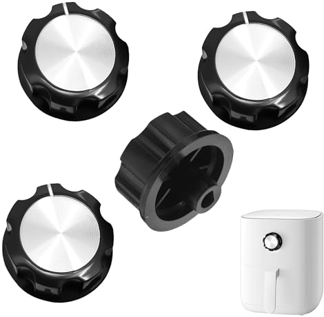 4PCS Air Fryer Replacement Knob, D Type Shaft Knobs, 6mm Shaft Hole | Replacement Part Timer Knob for Air Fryer Part, Universal Microwave Control Knobs Adaptors Timer Rotary Switch