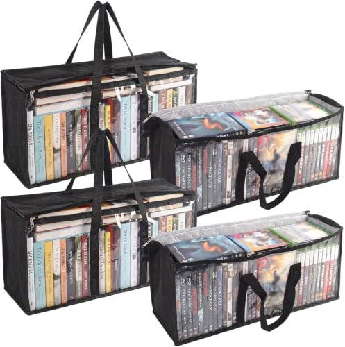 4 Pezzi Borse Porta Dvd, Grande capacità Conservazione Dvd in PVC Trasparente, capacità Borse di Archiviazione per Trasporto per CD, Album, Libri