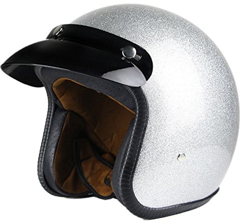 Woljay 3/4 Offener Sturzhelm, Helmet Motorrad-Helm Jet-Helm Scooter-Helm Halbhelme Motorrad Helm Flat Silber (XXL)