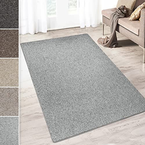 casa pura Kurzflor Teppich Carlton | Flachgewebe dezent Gemustert | robuster Schlingenteppich in vielen Größen | als Wohnzimmerteppich, Küchenteppich, Schlafzimmerteppich (Hellgrau - 200x300 cm)