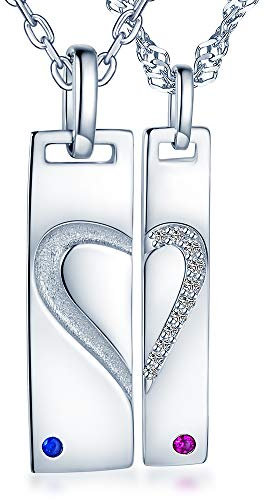 Unendlich U 925 Sterling Silber Liebe Motiv Gravierte Kette Partner-ketten mit Herz Zeichen Paar Anhänger Halskette Geschenk zum Valentinstag