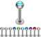 Treuheld® | Silbernes TITAN LABRET PIERCING mit KRISTALL - [96.] 1.2 x 8 mm (Kugel: 2.5mm) - hellblau/aqua