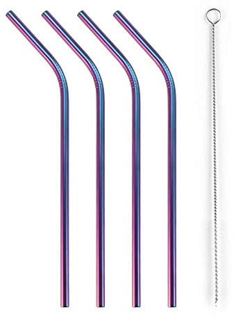 Besoin de 4 pailles réutilisables colorées en métal plié, violet