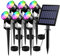 T-SUN Luces Solares Led Exterior Jardin, 6 en 1 LED Foco Solar con RGB 6 Cambio de Color 2 Nivels Brillo Ajustables Impermeable 270º Gran Angular de Luz Iluminación para Camino Césped Entrada.