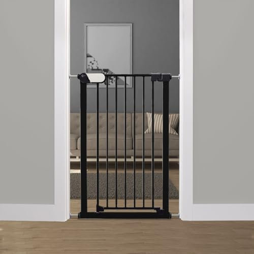Callowesse Saluki Tall & Narrow 96cm High, Pet Safety Gate and Baby Gate, 65cm-70cm, Pressure Fitted No Screws for Narrow Doorways, Stairs and Hallways. Extensions available. Black