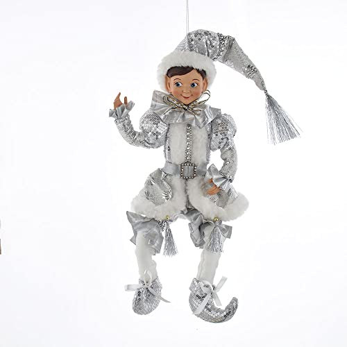 Kringle Klaus Elfenornament, 38,1 cm, Silber und Weiß