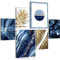 Novart Wandbilder Set Abstrakt Blumen Blätter Gold Blau - KEIN EXTRA RAHMEN BENÖTIGT - Modern Deko - Wohnzimmer Schlafzimmer N007063a