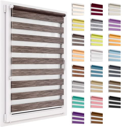 Doppelrollo ohne Bohren, 82x150cm Stoffgröße, Duo Rollo Klemmfix, Easyfix, lichtdurchlässig und verdunkelnd, Day&Night, Klemmrollo Sonnenschutzrollo Fensterrollo für Fenster & Türen