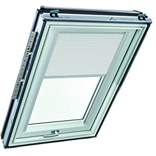 Roto Original Faltstore ZFA Faltrollo Dachfenster - Führungsschiene Silber - Beidseitig bedienbar - Plissee für Dachfenster Baureihe Q - Größe 055/078 | 05/07 - Stofffarbe Weiß