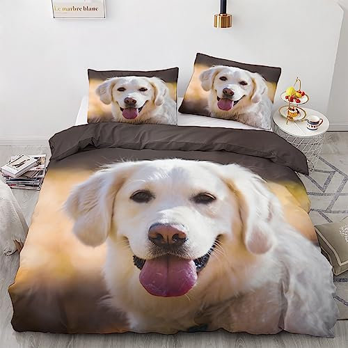 GEDAEUBA Sommer Bettwäsche 135x200 Labrador - Hundemotiv Bettbezug 135 x 200 2er Set, Wendebettwäsche und Kissenbezug 80x80, Weiche & Atmungsaktive Mikrofaser Bettwäsche-Sets mit Reißverschluss