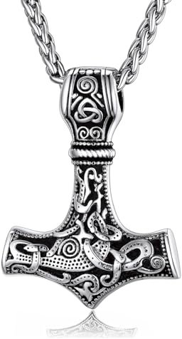 Thors Hammer Halskette, Thor Hammer Kette, Thors Hammer Anhänger Mit Keltischer Knoten, Wikinger Kette, Wikinger Kette für Herren, Keltischer Knoten Thors Hammer Ketten, 60cm Kette, Kette Herren