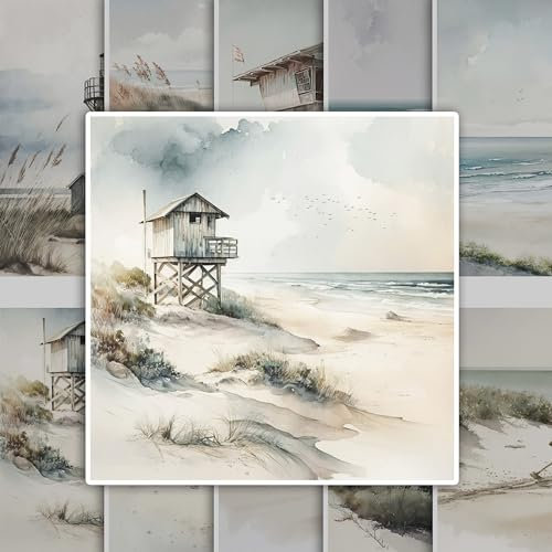 GRAZDesign Fliesenaufkleber Bad & Küche, maritim Leuchtturm Watercolor, Klebefliesen selbstklebend (Küste, 10x10cm - 30 Stück)