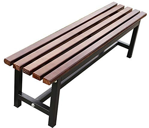 RWRAPS Terrassen-Parkbank, Freizeitbänke für den Außenbereich, wetterfeste Hofbänke aus Gusseisen und Massivholz, dekorative Gartenbank für 2–4 Personen