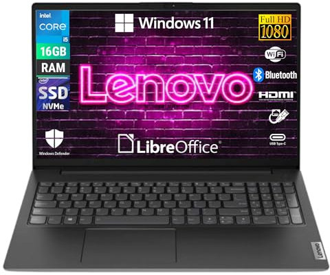 Lenovo, Notebook, V15 G4 IRU, Display 15,6 Full HD, Intel Core i5-13420H, RAM 16 GB DDR4, 512 GB SSD NVMe, Win 11 Pro, Libre Office, vorkonfiguriert