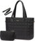 LOVEVOOK Laptoptasche Damen 17 Zoll，Laptop Handtasche Arbeitstasche Groß，Puffer Shopper Tasche Schulhandtasche Aktentasche Bürotasche Work Bag Women Schultertasche für Business Uni，Schwarz