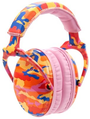 PROTEAR SNR 28 DB couvre - oreilles pour enfants, idéal pour les bruits sensibles, pour les feux d'artifice, les voyages et les enfants dans des environnements bruyants (Camouflage orange)