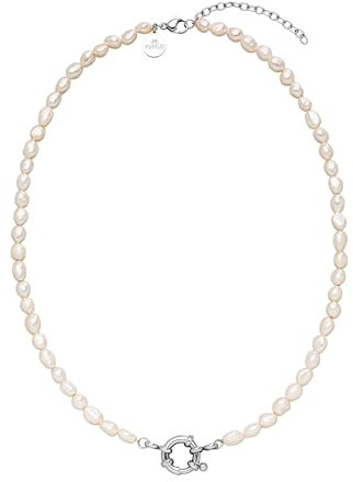 Purelei® Pearl Charm Halskette – Elegante Kette mit Süßwasserperlen und Charm-Öse | Edelstahl 18K vergoldet, Silber, Roségold (Silver)