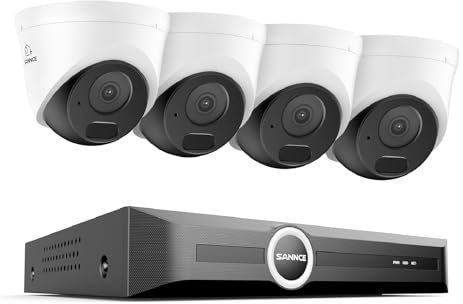 SANNCE 8CH POE CCTV Security Camera System, 6MP Network Video Recorder PoE 8 Channel 4K NVR with 4x 3MP Outdoor Home Security IP Cameras, Human/Vehicle Detection, NO HDD