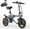 ESKUTE F100 Bicicleta Eléctrica Plegable, Ebike 14, Batería Integrada 36V 9Ah, 25 km/h & Autonomía 35–60 km, Pantalla LCD, Soporte USB, Asiento Ergonómico, Bici Electrica Urbana para Adultos,Gris