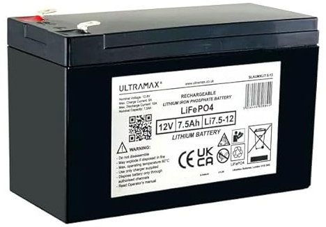 Ultramax 12v 7.5Ah Hierro de litio fosfato LiFePO4 Batería con cargador