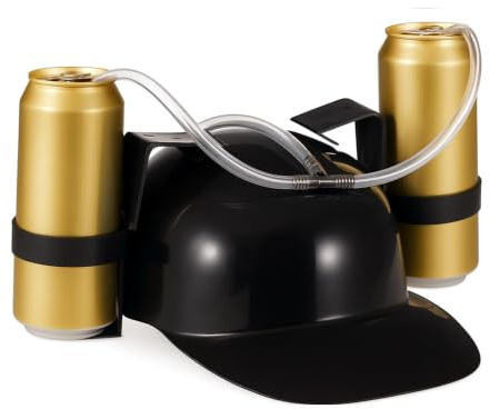 Relaxdays Cappello Porta Birra, Elmetto con Cannuccia, per 2 Lattine, Gadget per Carnevale, Calcio, Feste, Vari Colori