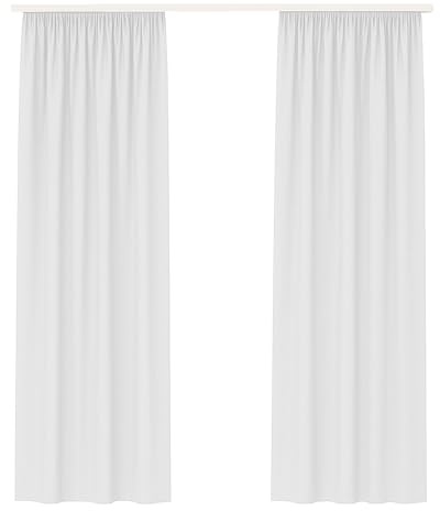 Bestlivings Vorhang Blickdicht Aber Lichtdurchlässig (140x175cm / 2 Stück) Gardine Uni (Weiß) mit Kräuselband/Universalband, für Fenster, Balkon - Gardinenschal
